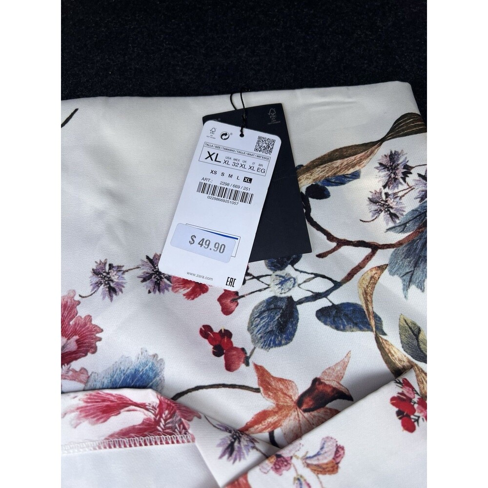NWT ZARA Floral Printed Front Pleat Midi Skirt Size XLarge - Picture 3 of 10